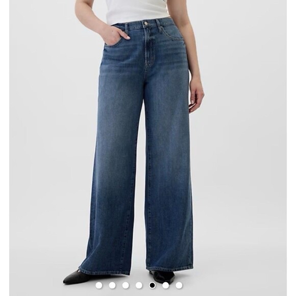 GAP Denim - GAP High Rise Wide Leg Jeans 6/28 Short Medium Wash 100% Cotton 90s Pleated